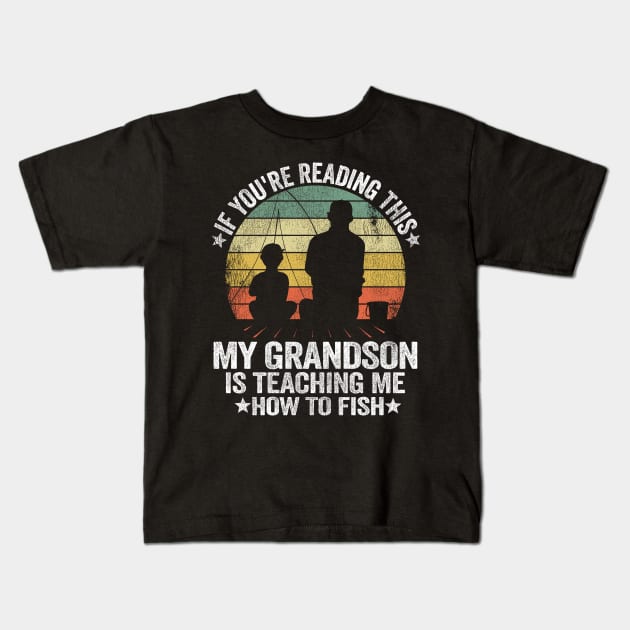 Funny Fishing Buddy Grandpa & Grandson Gift Idea Fathers Day Kids T-Shirt by Kuehni